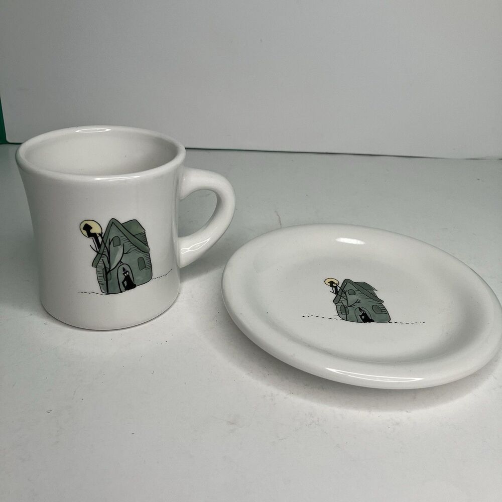 Hausenware Halloween Haunted House 6” Plate And Cup